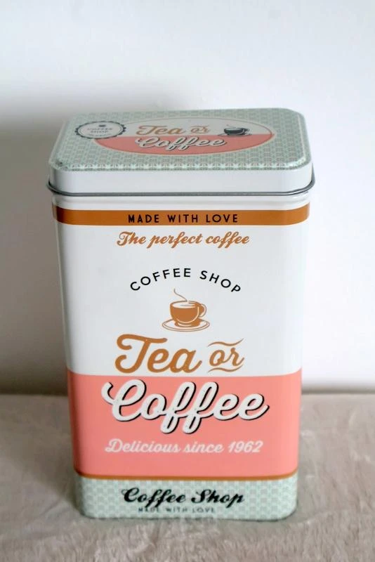 Lata Café Vintage Branco e rosa 1500ml